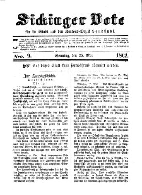 Sickinger Bote Sonntag 25. Mai 1862