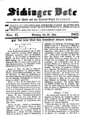 Sickinger Bote Sonntag 22. Juni 1862