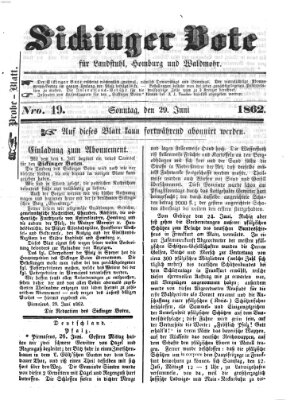 Sickinger Bote Sonntag 29. Juni 1862