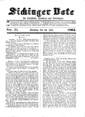 Sickinger Bote Sonntag 20. Juli 1862