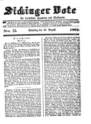 Sickinger Bote Sonntag 17. August 1862