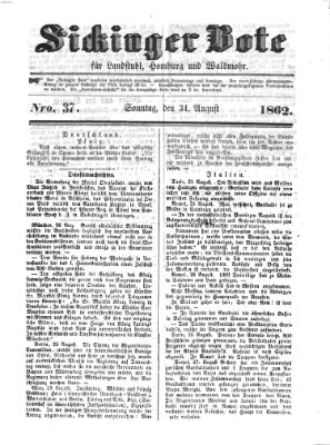 Sickinger Bote Sonntag 31. August 1862