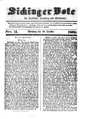 Sickinger Bote Sonntag 19. Oktober 1862