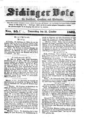 Sickinger Bote Donnerstag 23. Oktober 1862