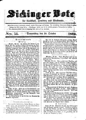 Sickinger Bote Donnerstag 30. Oktober 1862