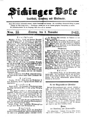 Sickinger Bote Sonntag 2. November 1862