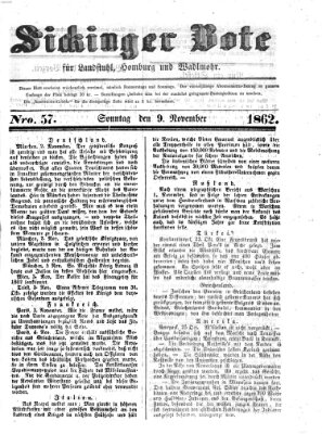 Sickinger Bote Sonntag 9. November 1862