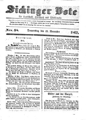 Sickinger Bote Donnerstag 13. November 1862