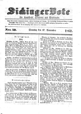 Sickinger Bote Montag 17. November 1862