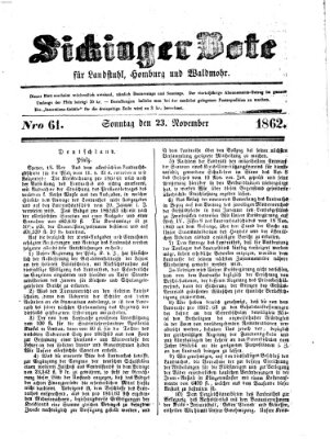 Sickinger Bote Sonntag 23. November 1862