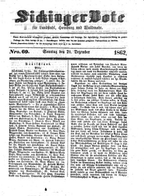 Sickinger Bote Sonntag 21. Dezember 1862