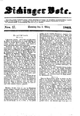 Sickinger Bote Sonntag 1. März 1863