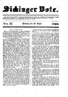 Sickinger Bote Sonntag 26. April 1863