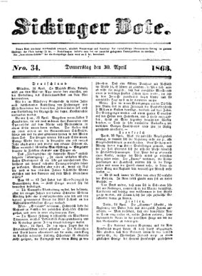 Sickinger Bote Donnerstag 30. April 1863