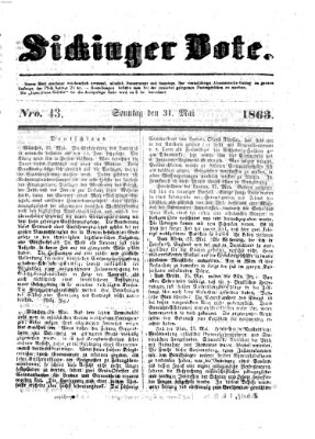 Sickinger Bote Sonntag 31. Mai 1863