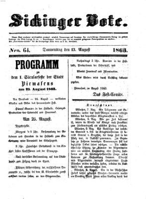 Sickinger Bote Donnerstag 13. August 1863