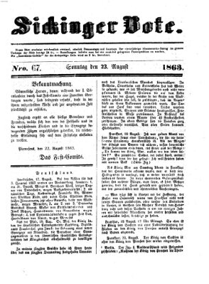 Sickinger Bote Sonntag 23. August 1863