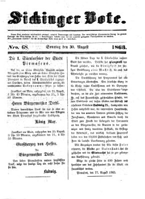 Sickinger Bote Sonntag 30. August 1863