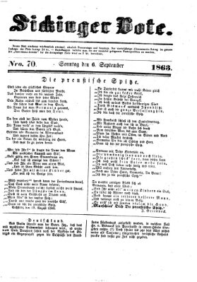 Sickinger Bote Sonntag 6. September 1863