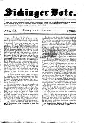 Sickinger Bote Sonntag 22. November 1863