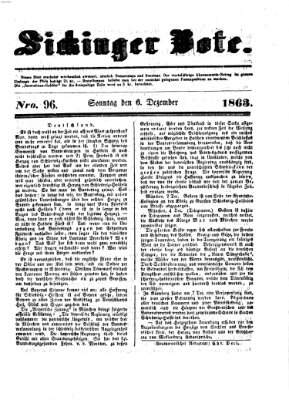 Sickinger Bote Sonntag 6. Dezember 1863