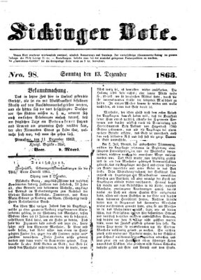 Sickinger Bote Sonntag 13. Dezember 1863