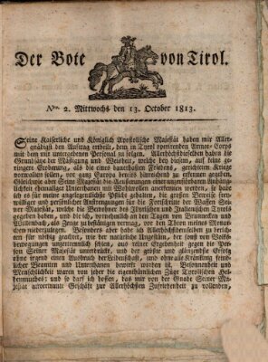 Kaiserlich-Königlich privilegirter Bothe von und für Tirol und Vorarlberg Mittwoch 13. Oktober 1813