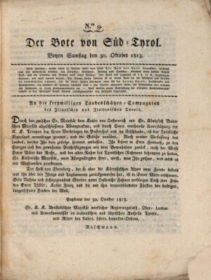 Kaiserlich-Königlich privilegirter Bothe von und für Tirol und Vorarlberg Samstag 30. Oktober 1813