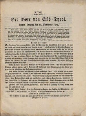 Kaiserlich-Königlich privilegirter Bothe von und für Tirol und Vorarlberg Freitag 12. November 1813