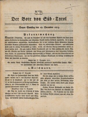 Kaiserlich-Königlich privilegirter Bothe von und für Tirol und Vorarlberg Samstag 18. Dezember 1813