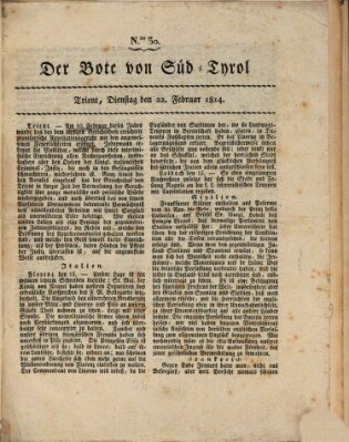 Kaiserlich-Königlich privilegirter Bothe von und für Tirol und Vorarlberg Dienstag 22. Februar 1814