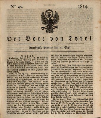 Bote für Tirol (Kaiserlich-Königlich privilegirter Bothe von und für Tirol und Vorarlberg) Montag 12. September 1814