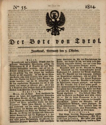 Bote für Tirol (Kaiserlich-Königlich privilegirter Bothe von und für Tirol und Vorarlberg) Mittwoch 5. Oktober 1814