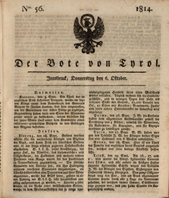 Bote für Tirol (Kaiserlich-Königlich privilegirter Bothe von und für Tirol und Vorarlberg) Donnerstag 6. Oktober 1814