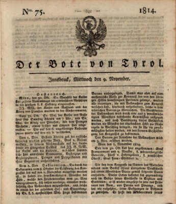 Bote für Tirol (Kaiserlich-Königlich privilegirter Bothe von und für Tirol und Vorarlberg) Mittwoch 9. November 1814