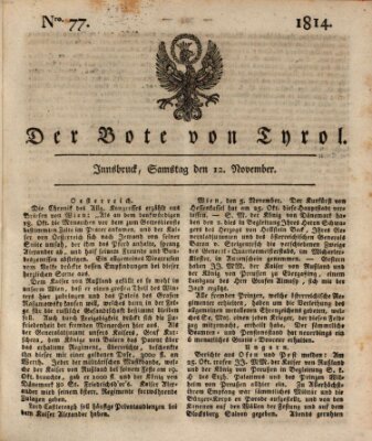 Bote für Tirol (Kaiserlich-Königlich privilegirter Bothe von und für Tirol und Vorarlberg) Samstag 12. November 1814