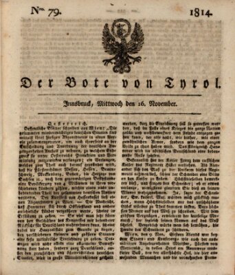 Bote für Tirol (Kaiserlich-Königlich privilegirter Bothe von und für Tirol und Vorarlberg) Mittwoch 16. November 1814