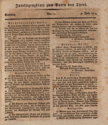 Bote für Tirol (Kaiserlich-Königlich privilegirter Bothe von und für Tirol und Vorarlberg) Samstag 9. Juli 1814