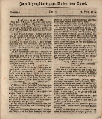 Bote für Tirol (Kaiserlich-Königlich privilegirter Bothe von und für Tirol und Vorarlberg) Samstag 12. November 1814