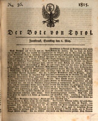 Bote für Tirol (Kaiserlich-Königlich privilegirter Bothe von und für Tirol und Vorarlberg) Samstag 6. Mai 1815