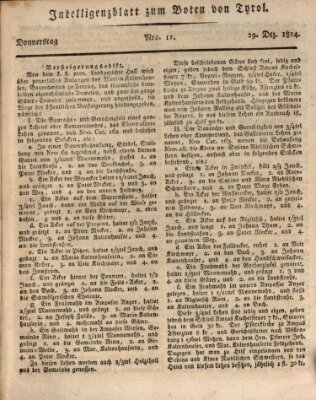 Bote für Tirol (Kaiserlich-Königlich privilegirter Bothe von und für Tirol und Vorarlberg) Donnerstag 29. Dezember 1814