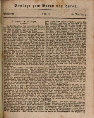 Bote für Tirol (Kaiserlich-Königlich privilegirter Bothe von und für Tirol und Vorarlberg) Samstag 28. Januar 1815