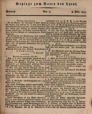 Bote für Tirol (Kaiserlich-Königlich privilegirter Bothe von und für Tirol und Vorarlberg) Mittwoch 8. Februar 1815