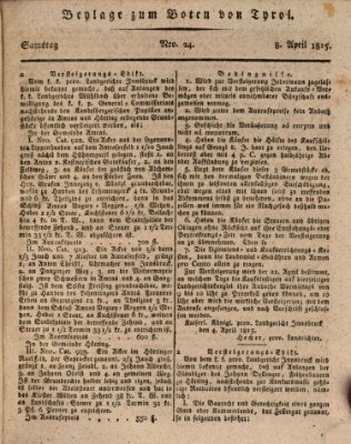 Bote für Tirol (Kaiserlich-Königlich privilegirter Bothe von und für Tirol und Vorarlberg) Samstag 8. April 1815