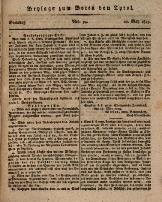 Bote für Tirol (Kaiserlich-Königlich privilegirter Bothe von und für Tirol und Vorarlberg) Samstag 20. Mai 1815