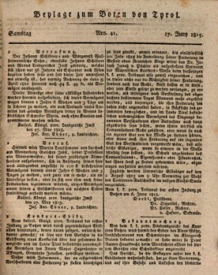 Bote für Tirol (Kaiserlich-Königlich privilegirter Bothe von und für Tirol und Vorarlberg) Samstag 17. Juni 1815