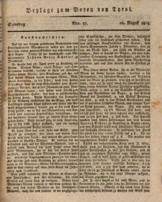 Bote für Tirol (Kaiserlich-Königlich privilegirter Bothe von und für Tirol und Vorarlberg) Samstag 26. August 1815