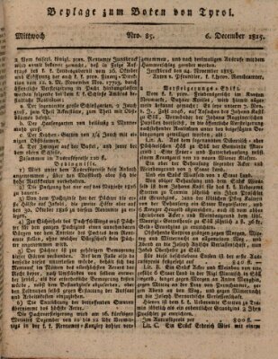 Bote für Tirol (Kaiserlich-Königlich privilegirter Bothe von und für Tirol und Vorarlberg) Mittwoch 6. Dezember 1815