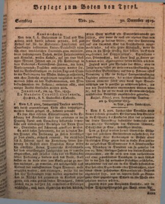 Bote für Tirol (Kaiserlich-Königlich privilegirter Bothe von und für Tirol und Vorarlberg) Samstag 30. Dezember 1815