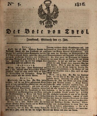 Bote für Tirol (Kaiserlich-Königlich privilegirter Bothe von und für Tirol und Vorarlberg) Mittwoch 17. Januar 1816